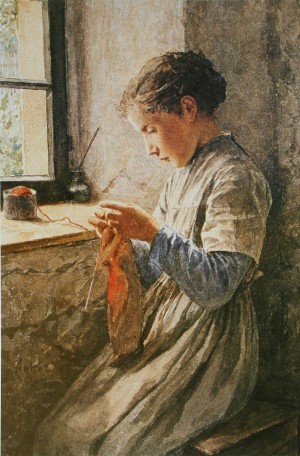 Knitting by the window